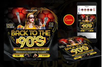 Back To The 90s Event Flyer Canva Template