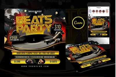 Beats Party Event Flyer Canva Template