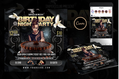 Birthday Night Party Event Flyer Canva Template
