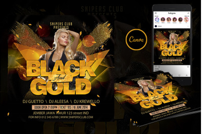 Black and Gold Event Flyer Canva Template