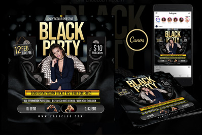 Black Party Event Flyer Canva Template