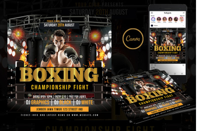 Boxing Championship Fight Event Flyer Canva Template