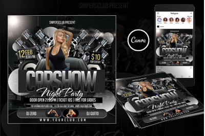 Car Show &amp; Night Party Event Flyer Canva Template