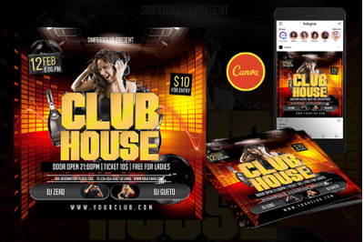 Club House Event Flyer Canva Template