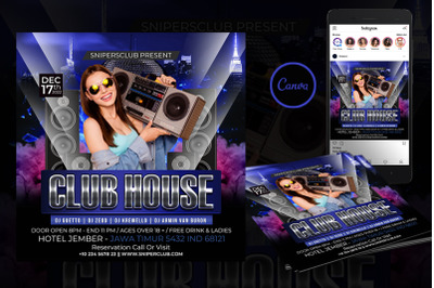 Club House Event Flyer Canva Template