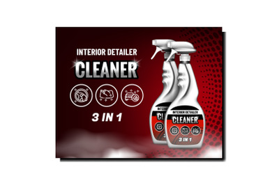 Interior Detailer Cleaner Promotion Poster Vector