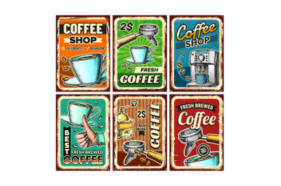 Coffee Shop Creative Advertise Posters Set Vector