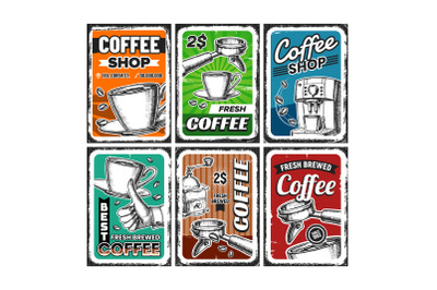 Coffee Shop Creative Advertise Posters Set Vector