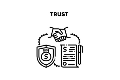 Trust In Deal Vector Black Illustration