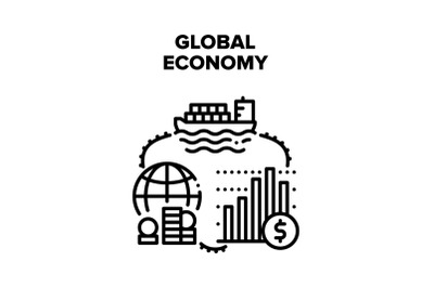 Global Economy Vector Black Illustration