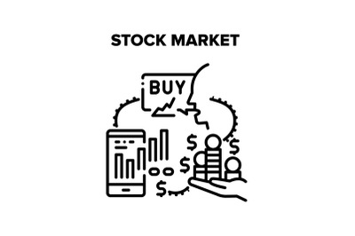 Stock Market Vector Black Illustration