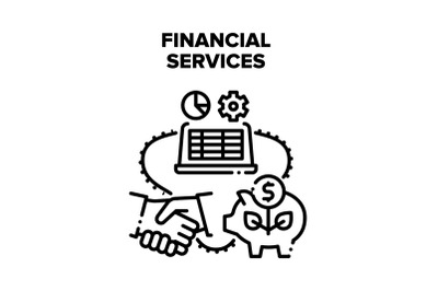 Financial Services And Advise Vector Black Illustration