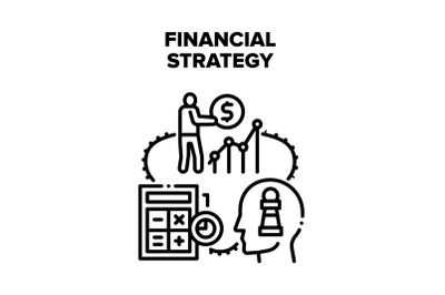 Financial Strategy Planning Vector Black Illustration