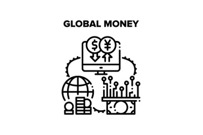 Global Money Vector Black Illustration