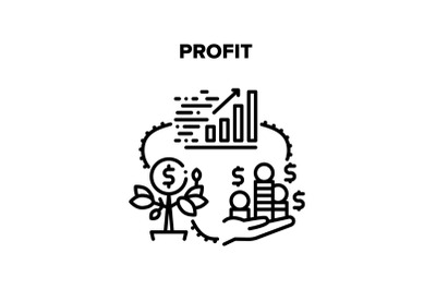 Profit Growing Vector Black Illustration