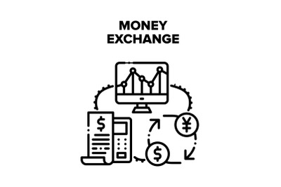 Money Exchange Vector Black Illustration