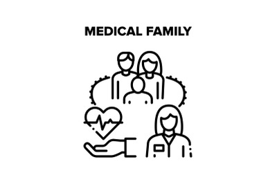 Medical Family Vector Concept Black Illustration