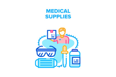 Medical Supplies Vector Concept Color Illustration