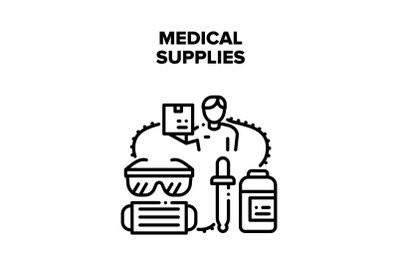 Medical Supplies Vector Concept Black Illustration