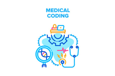 Medical Coding Vector Concept Color Illustration