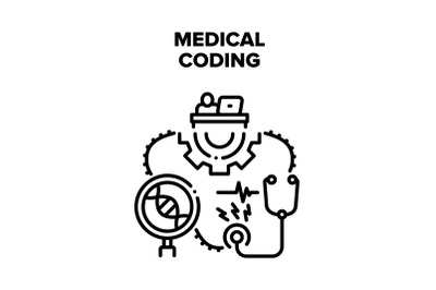 Medical Coding Vector Concept Black Illustration