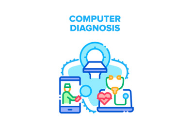 Computer Medical Diagnosis Vector Concept Color