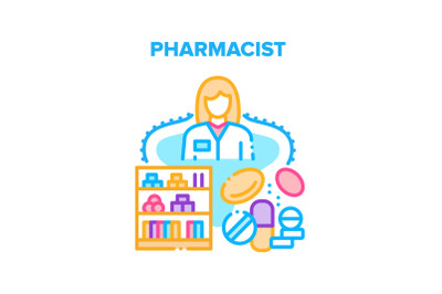 Pharmacist Work Vector Concept Color Illustration