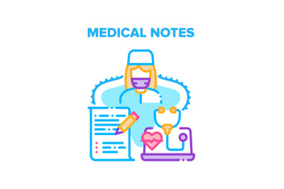 Medical Notes Vector Concept Color Illustration