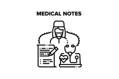 Medical Notes Vector Concept Black Illustration