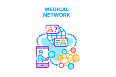 Medical Network Vector Concept Color Illustration