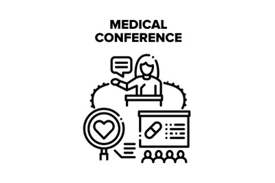 Medical Conference Meeting Vector Black Illustration