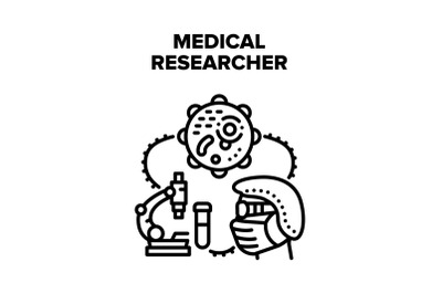 Medical Researcher Scientist Vector Black Illustration