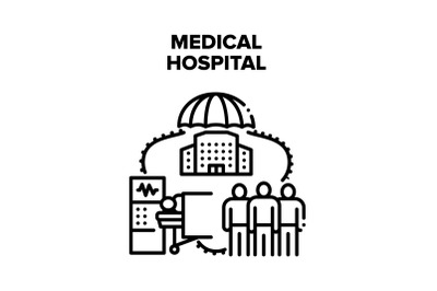 Medical Hospital Vector Black Illustration