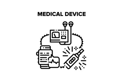 Medical Device Vector Black Illustration