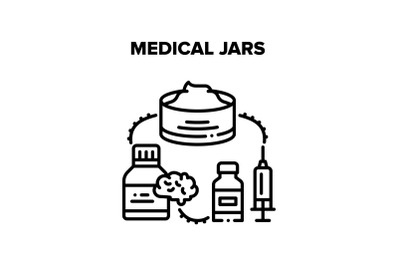 Medical Jars Vector Black Illustration