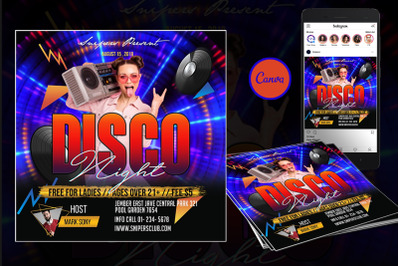 Disco Night Event Flyer Canva Template