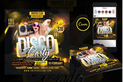 Disco Party Event Flyer Canva Template