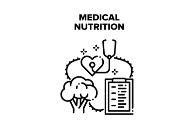 Medical Healthy Nutrition Vector Black Illustration