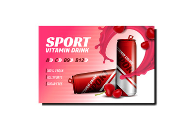 Sport Vitamin Drink Promotional Poster Vector