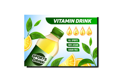 Vitamin Drink Creative Promotional Banner Vector