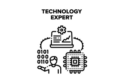 Technology Expert Support Vector Black Illustration