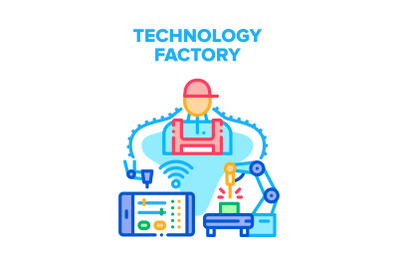 Technology Factory Production Vector Concept Color