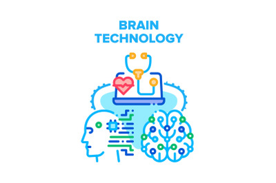 Brain Technology Vector Concept Color Illustration