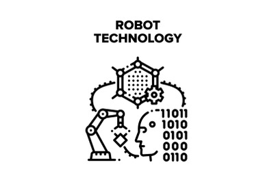 Robot Technology Vector Black Illustration