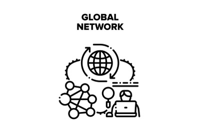 Global Network Vector Black Illustration