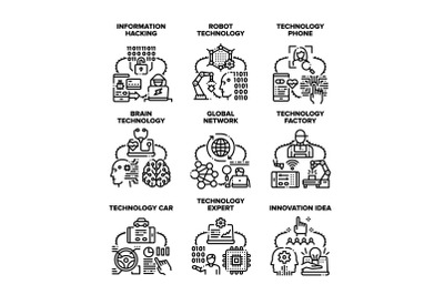 Technology Network Set Icons Vector Illustrations