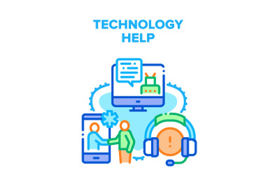 Technology Help Vector Concept Color Illustration