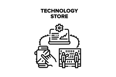 Technology Store Vector Black Illustration