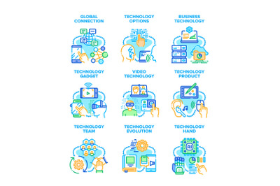 Business Technology Set Icons Vector Illustrations