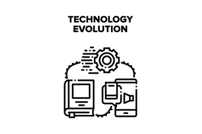 Technology Evolution Progress Vector Black Illustration